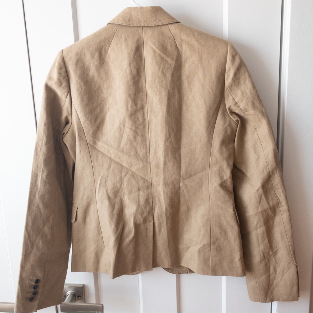 J.Crew Tan Khaki Linen Blend Blazer Size Tall 6 - Picture 3 of 4